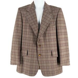 70s brown plaid sports coat blazer by Curlee 1970s vintage